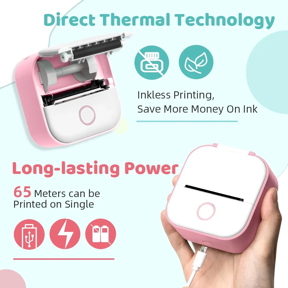 T02 Mini Thermal Printer Phomemo T02 Sticker Maker Machine Portable Bluetooth Pocket Printer Study Supplies for Photos Notes