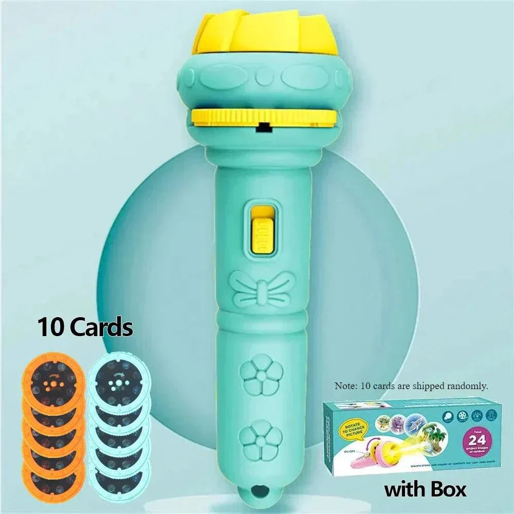 Projection Flashlight 10 Cards, 80 Patterns Bedtime Story Children Toy