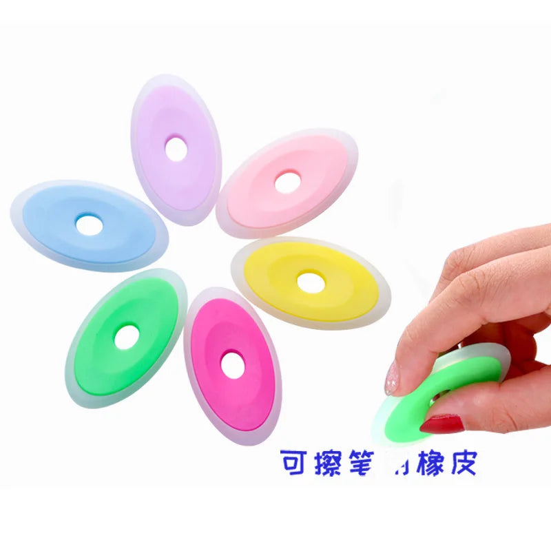 6Pcs/Set Erasable Gel Pen Special Rubber Color Oval Eraser for Neutral Erasable Pen Correction Supplies School Office Stationery