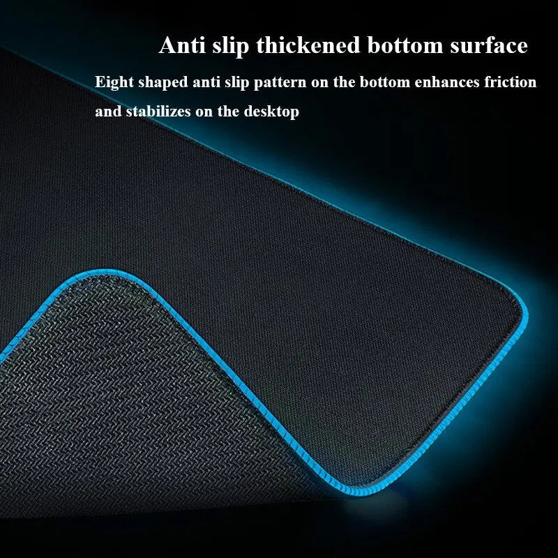 RGB Luminous Pure Black Mousepad Thickened Mouse Pad Large Table Pad Encrypted Anti Skid Super Large Video Game Office