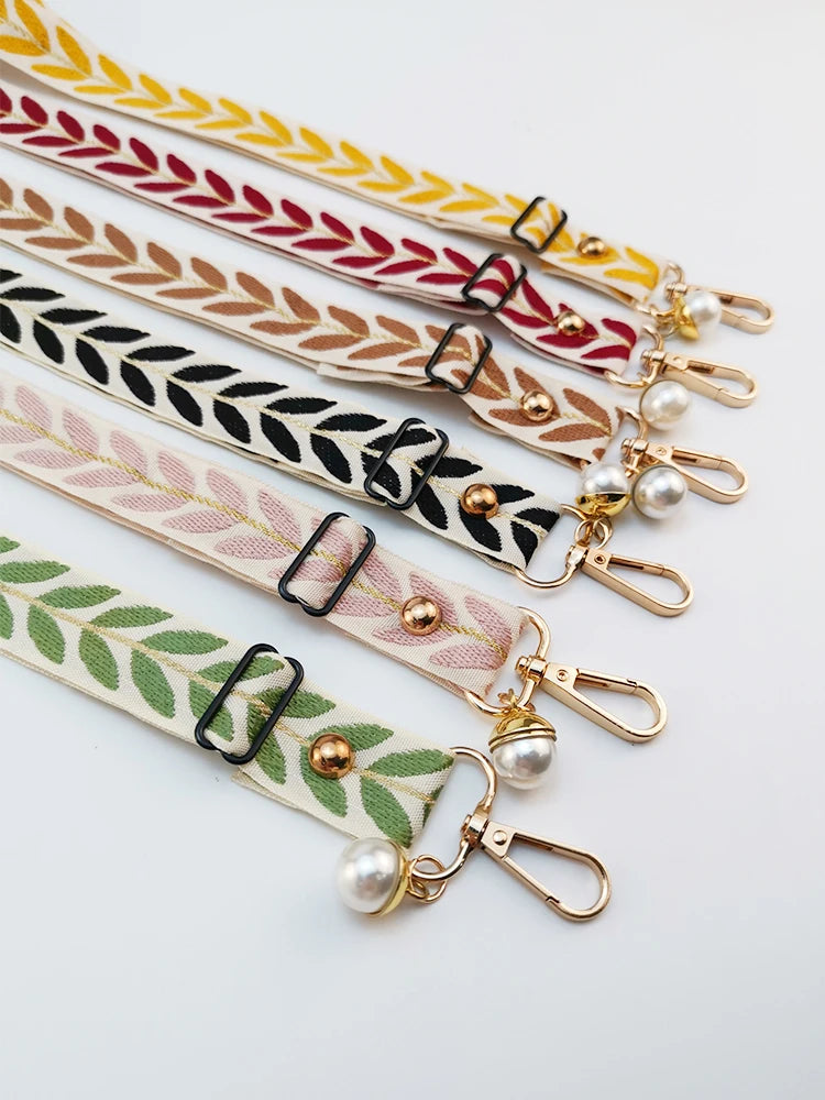Adjustable Crossbody Long Mobile Phone Lanyard Wide Cloth Neckband Strap Rope Women's Pearl Hanging Ornaments Anti-Lost Lanyard