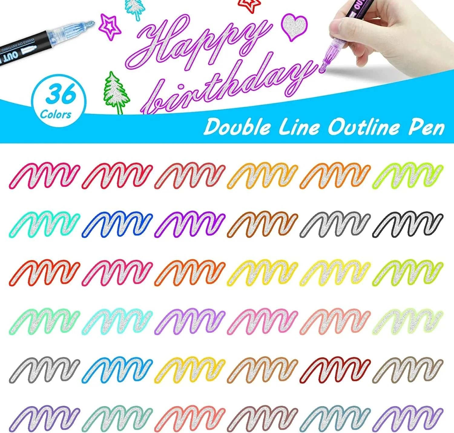 Art Marker Pen Double Line Outline- DIY Graffiti & Highlighter 
